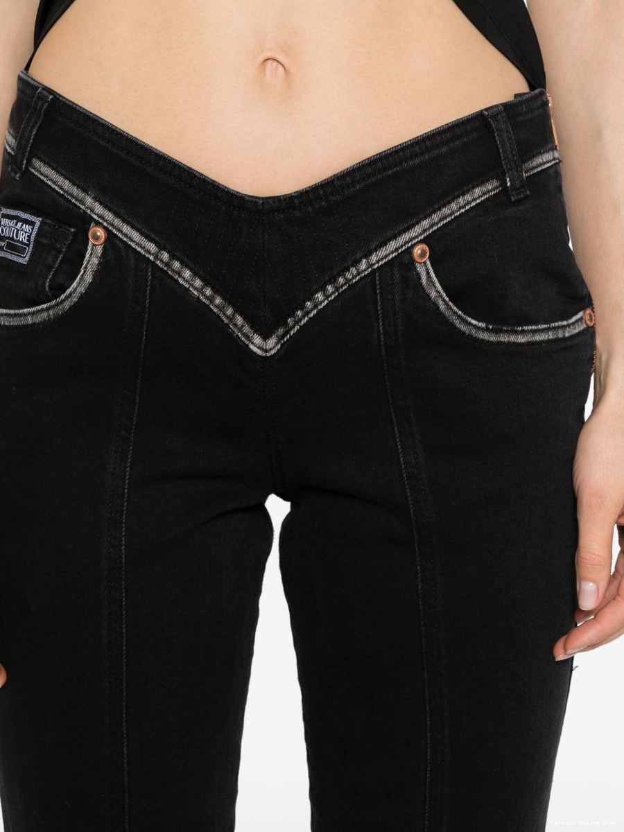 Cheap Jeans Versace Couture low-rise flared Women jeans 0703
